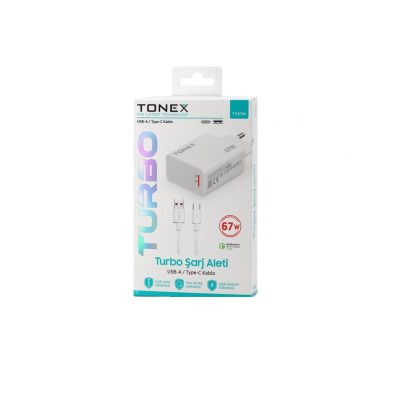 Tonex 67W Turbo Başlık Usb Kablo Şarj Seti Turbo Şarj (Saniye Sayar) 67W 6A