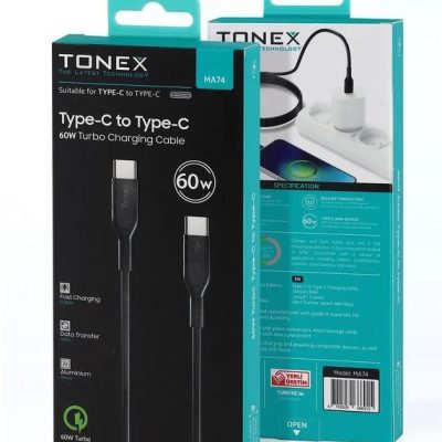 Tonex MA74 Type-C To Type-C 60W PD Data Kablo  – Beyaz